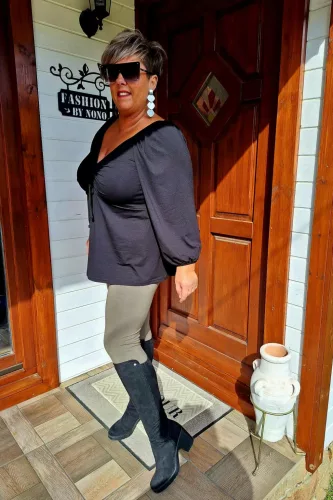 Fashion by Nono hosszú, pamut leggings, khaki L méretben