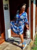 Fashion by Nono Gigi ruha, kék virágmintás 3XL méretben