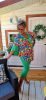 Fashion by Nono Gigi ing, virág mintás-zöld szegéllyel és fodorral L méretben 
