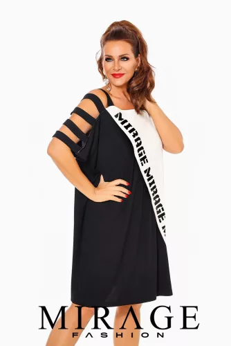 Mirage Eufrátesz pántos tunika, fekete-fehér