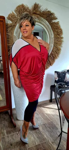 Fashion by Nono Fanni tunika, piros-fehér XL méretben