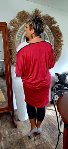 Fashion by Nono Fanni tunika, piros-fehér XL méretben