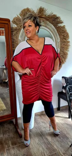 Fashion by Nono Fanni tunika, piros-fehér XL méretben