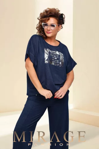 Mirage Polixénia szabadidő szett, élvarrott, sötétkék