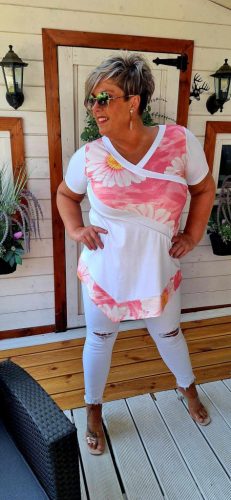 Fashion by Nono Zsazsa felső, fehér-mintás