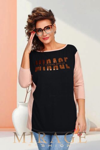 Mirage Wendy pamut felső, fekete-bézs