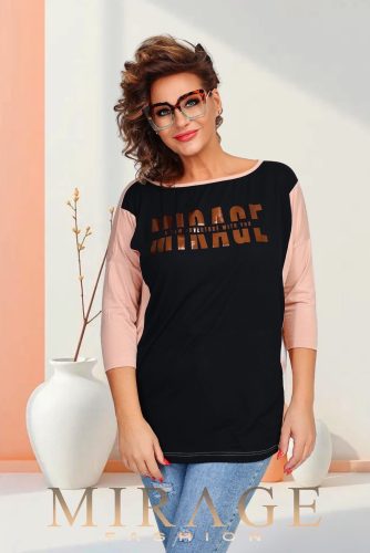 Mirage Wendy pamut felső, fekete-bézs