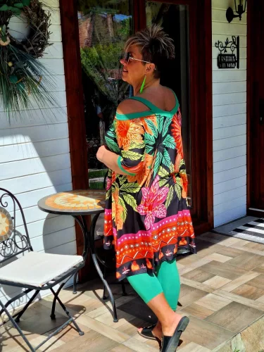 Fashion by Nono Jázmin tunika/ruha, fekete-mintás 2XL méretben