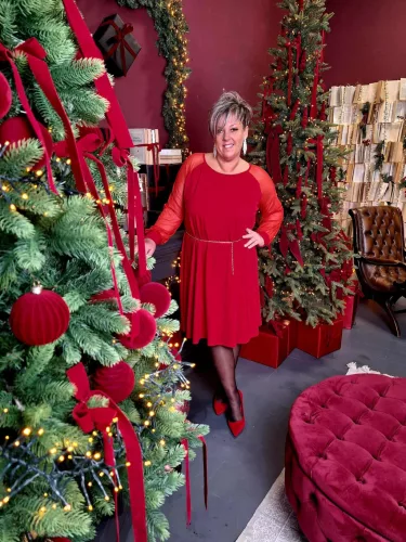 Fashion by Nono Tina ruha, piros 3XL méretben