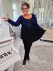 Fashion by Nono Bogi ,,A,, vonalú tunika/felső, fekete-kék lurex 2XL méretben