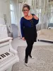 Fashion by Nono Bogi ,,A,, vonalú tunika/felső, fekete-kék lurex 2XL méretben