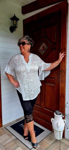 Fashion by Nono Gigi csipkés ing csőtoppal, fehér 4XL méretben