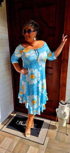 Fashion by Nono Amanda ruha, kék-virág mintás XL méretben