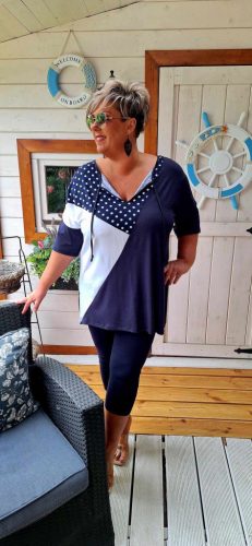 Fashion by Nono Zella tunika, sötétkék-pöttyös