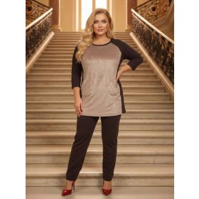   Fashion by Nono Eszter tunika/ruha, sötétbarna-pezsgő 3XL méretben