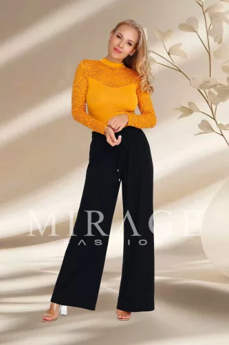 Mirage Fashion Brown élvarrott, bő nadrág, fekete