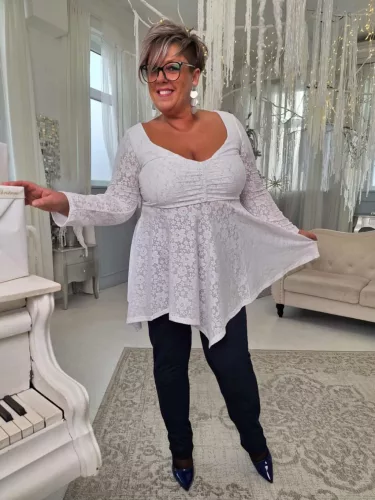 Fashion by Nono Dália felső, fehér csipke 5XL méretben