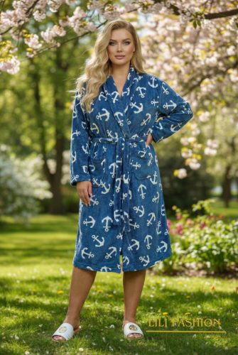 Fashion by Nono Marine unisex köntös, sötétkék horgony mintás 2XL méretben