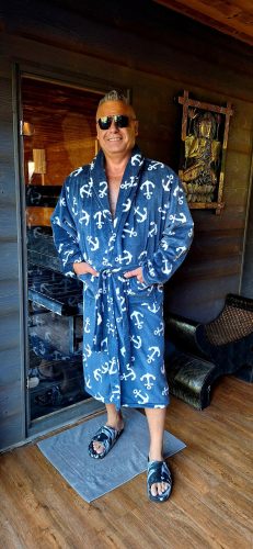 Fashion by Nono Marine unisex köntös, sötétkék horgony mintás 2XL méretben