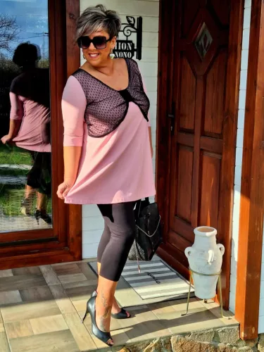 Fashion by Nono Elli masnis tunika, púder-fekete necc 4XL méretben