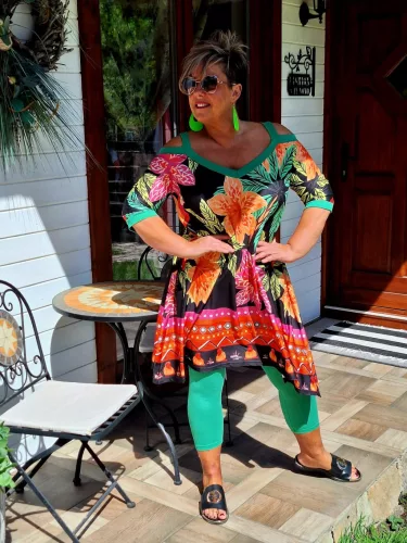 Fashion by Nono 3/4-es leggings, zöld 2XL méretben