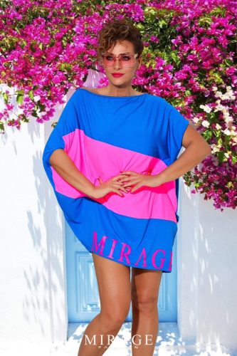 Mirage Georgina bő tunika, neon pink-kék