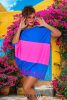 Mirage Georgina bő tunika, neon pink-kék