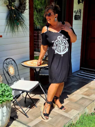 Fashion by Nono Bella ruha matróz mintával, fekete L méretben Előrendelhető, érkezése 05.19.