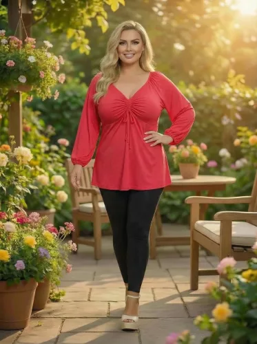 Fashion by Nono Tekla tunika/felső, piros 2XL méretben