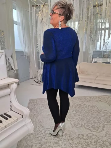 Fashion by Nono Dália felső, kék lurex 3XL méretben