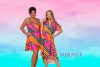 Mirage Mercedes ruha, pink-narancs mintás