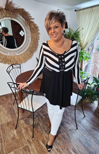 Fashion by Nono Bogi felső, fekete-fehér 4XL méretben