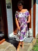 Fashion by Nono Amanda ruha, lila virágmintás-fehér szegéllyel XL méretben