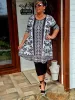 Fashion by Nono Olívia "A" vonalú ruha, fekete-mintás XL méretben