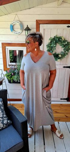 Fashion by Nono Noory maxiruha, szürke 3XL méretben
