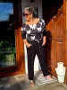 Fashion by Nono Szimeoni overál, fekete-masni mintás 4XL méretben