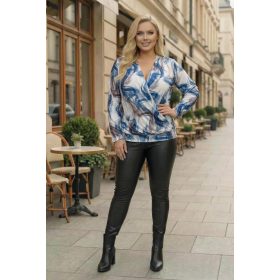   Fashion by Nono Zelda mellnél átlapolt felső, kék mintás XL méretben