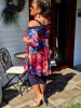 Fashion by Nono Karina tunika/ruha, sötétkék-mintás 3XL méretben