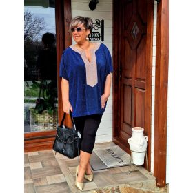 Fashion by Nono Elegance tunika, kék lurex