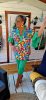 Fashion by Nono Gigi ing, virág mintás-zöld szegéllyel és fodorral 2XL méretben 