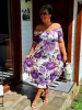 Fashion by Nono Amanda ruha, lila virágmintás 4XL méretben