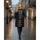 Luxury Warm steppelt, fényes télikabát, fekete XL méretben