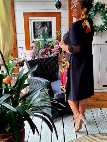 Fashion by Nono Ina ruha, fekete-mintás XL méretben