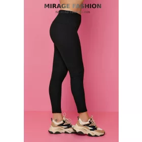 Mirage bordás elasztikus leggings, fekete