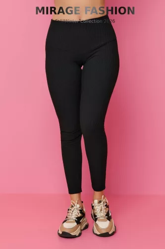 Mirage bordás elasztikus leggings, fekete