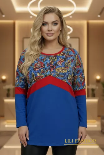 Fashion by Nono Ariel felső, királykék-mintás 2XL méretben