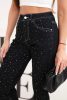 Glam fit farmernadrág, fekete strasszokkal S