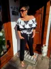 Fashion by Nono Szimeoni overál, fehér-fekete masni mintás L méretben