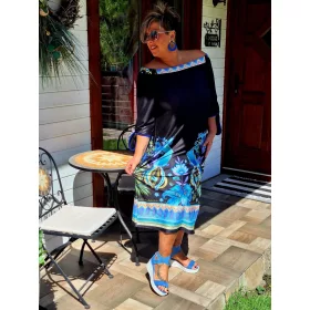   Fashion by Nono Lace hosszú ruha, fekete-mintás XL méretben