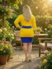 Fashion by Nono Pepi felső, sárga-királykék színben 5XL méretben
